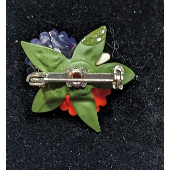 Vintage Celluloid Mini Floral Bunch Brooch - Picture 4 of 4